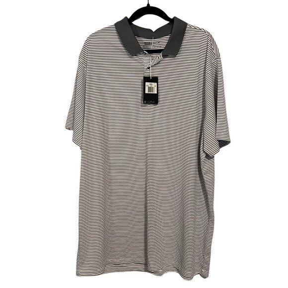 NWT Nike Golf Dri-Fit Standard Fit Polo Shirt XXL 2XL Gray White Stripe - Picture 1 of 6